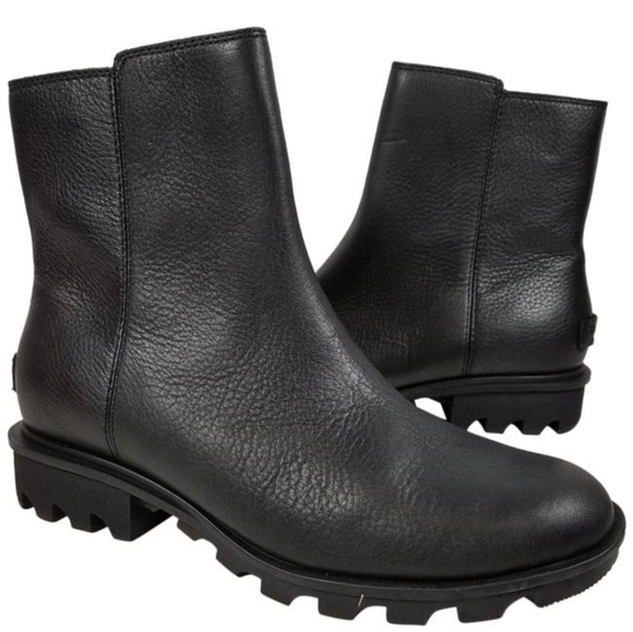 SorelBlack Phoenix Leather Zip Ankle Boots/Booties - Picture 1 of 11
